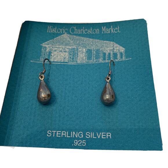 Sterling Silver .925 1 1/4" Drop Dangle Earring Teardrop from Historic Charlesto - Picture 1 of 6